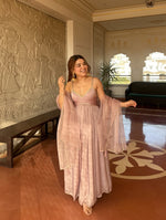 Dusty Pink Tabby Organza Anarkali Suit Set