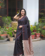 Elegant Navy Blue Jacquard Saree