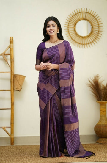 Royal Purple Jacquard Saree for Festive & Wedding Elegance