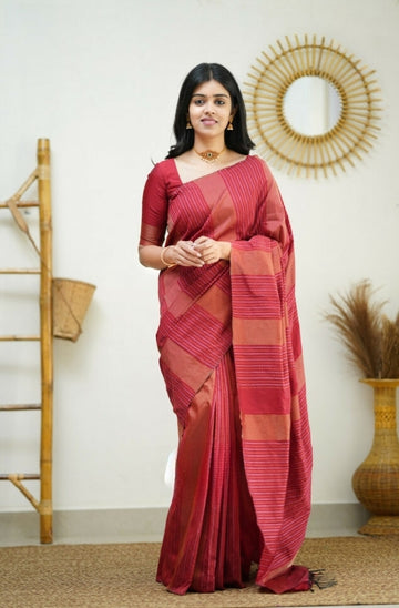 Luxurious Red Jacquard Saree for Weddings & Grand Celebrations