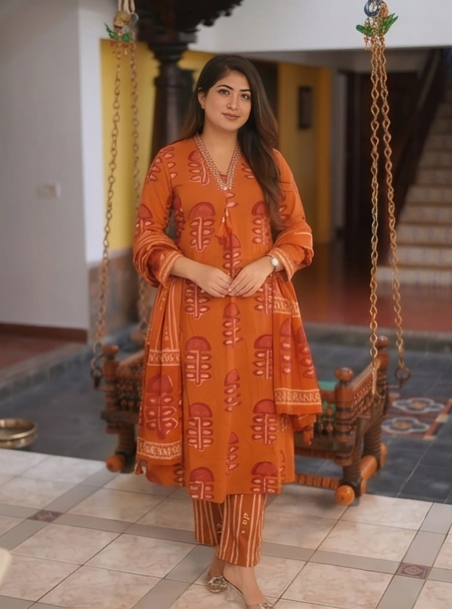 Jaipuri Block Print Mul Cotton Suit with Classic Appeal