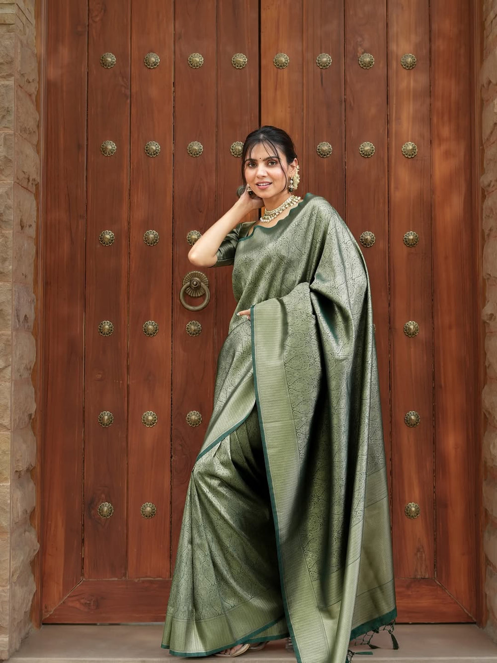 Green Jacquard Saree