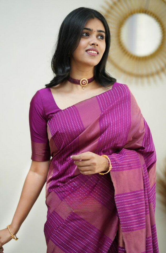 Graceful Pink Jacquard Saree