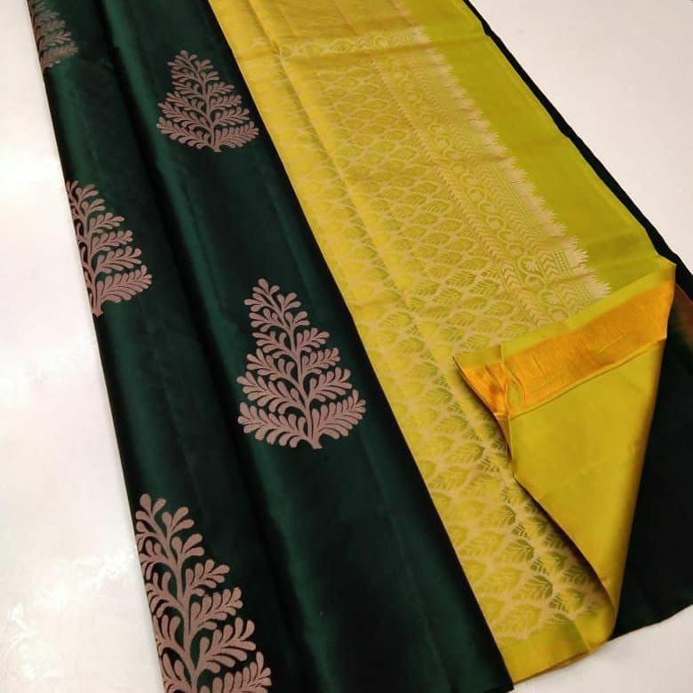 Dark Green Jacquard Saree