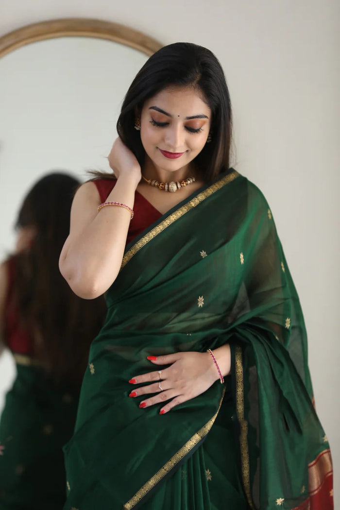 Green Maroon Jacquard Saree for Premium Festive & Traditional Elegance