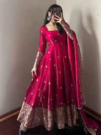 Ruby Elegant Fandy Silk Anarkali Suit Set