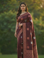 Wine Jacquard Saree