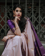 Elegant Peach Purple Jacquard Saree