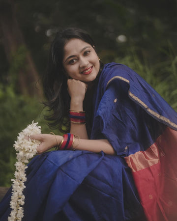 Blue Jacquard Saree – Elegant & Timeless Indian Ethnic Wear