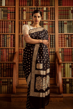 Black Jacquard Saree for Women