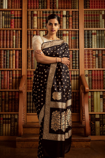 Black Jacquard Saree for Women – Premium Festive & Traditional Wear