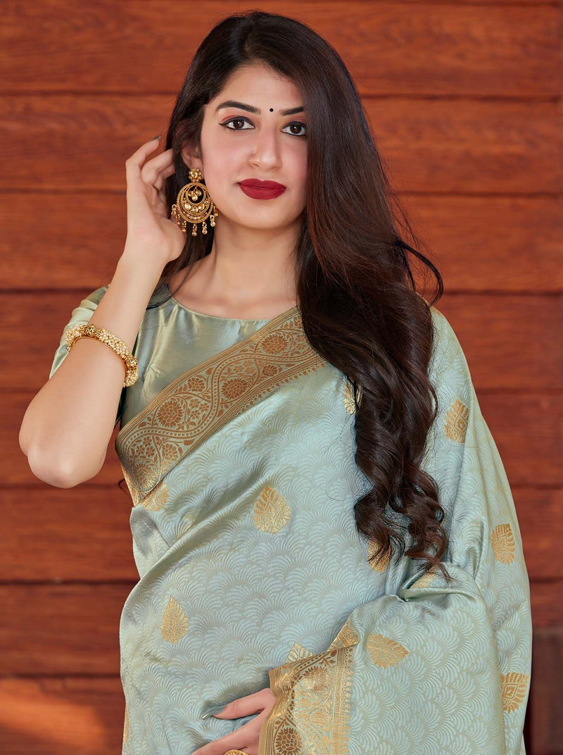 Serene Tea Blue Jacquard Saree