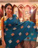 Elegant Tea Blue Jacquard Saree