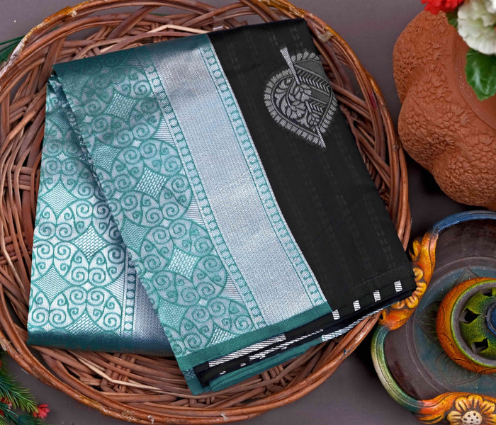 Tea Blue Jacquard Saree – Soft Elegance with Premium Woven Detailing