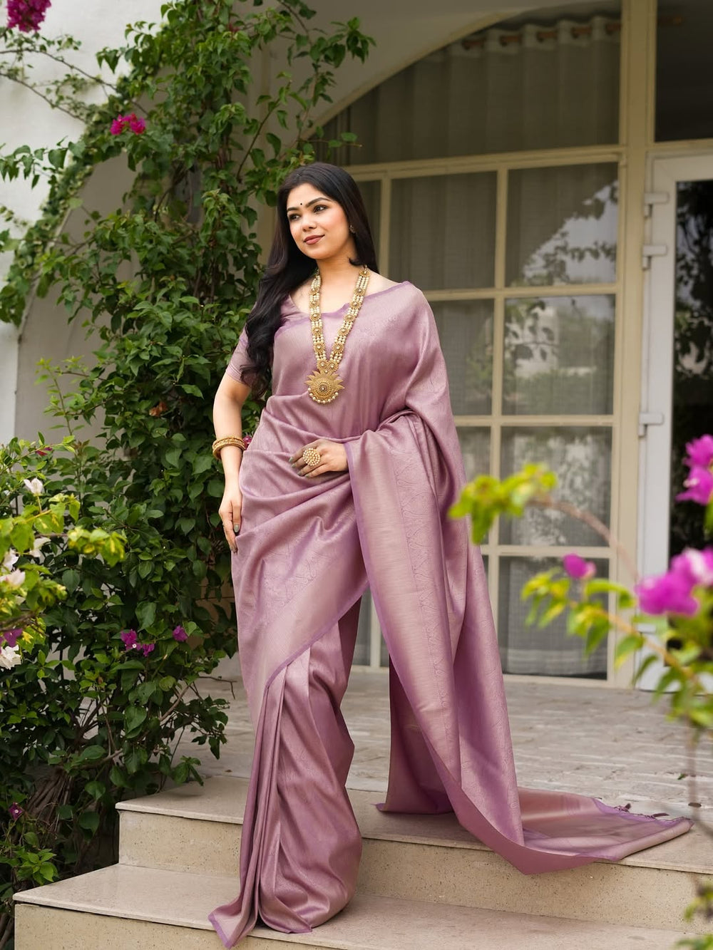 Lavender Jacquard Saree