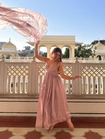Dusty Pink Tabby Organza Anarkali Suit Set