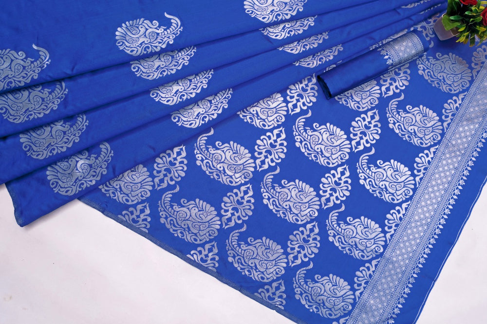 Stunning Blue Jacquard Saree