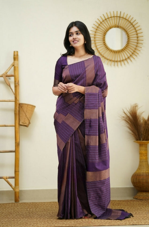 Royal Purple Jacquard Saree