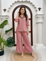 Dusty Rose Salsa Crushed 3-Piece Co-Ord Set