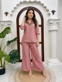 Dusty Rose Salsa Crushed 3-Piece Co-Ord Set