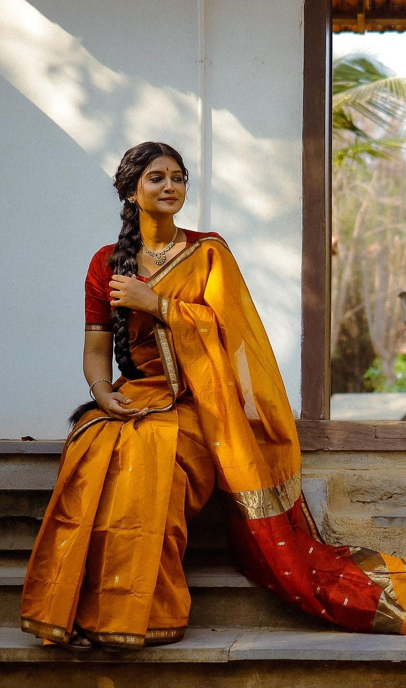 Yellow Jacquard Saree