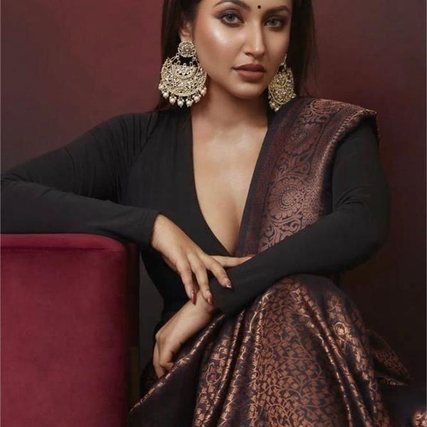 Brown Jacquard Saree – Rich Woven