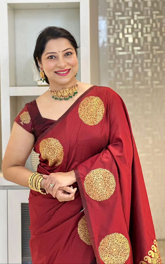 Luxury Red Jacquard Saree