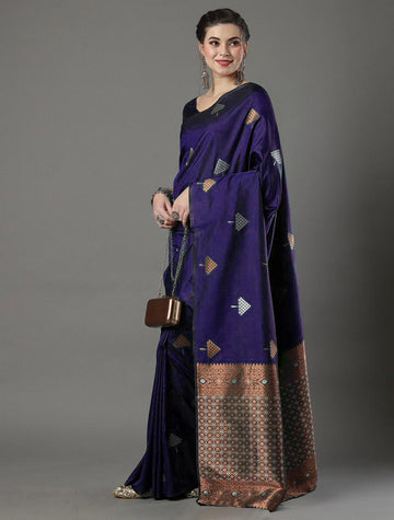 Royal Purple Jacquard Saree – Elegant Woven Saree for Festive & Party Wear