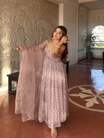 Dusty Pink Tabby Organza Anarkali Suit Set