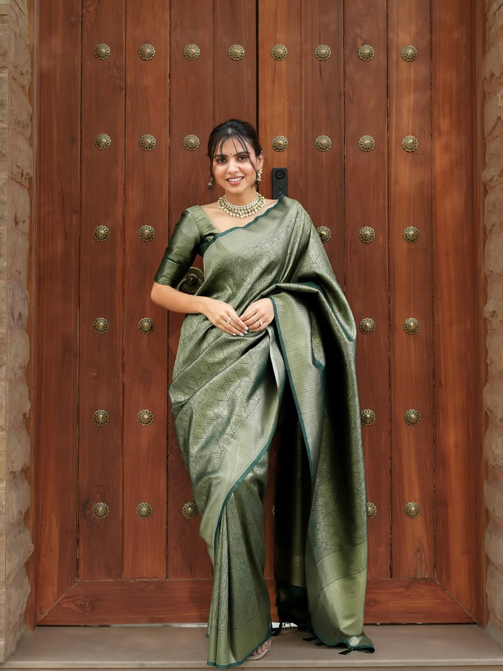 Green Jacquard Saree