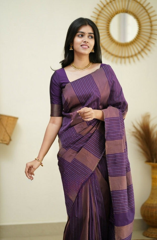 Royal Purple Jacquard Saree for Festive & Wedding Elegance