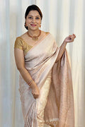 Elegant White Jacquard Saree – Timeless Weave, Lightweight & Festive Ready