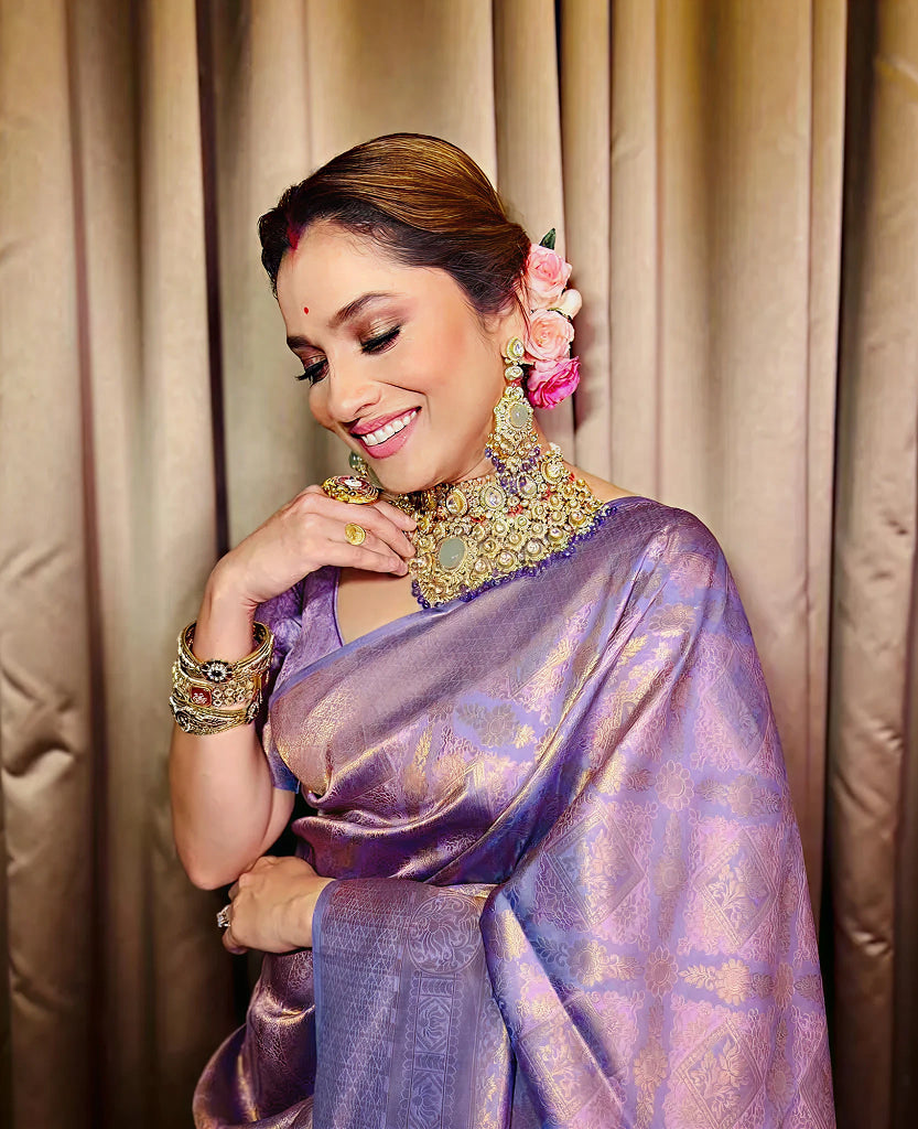 Luxurious Purple Jacquard Saree 
