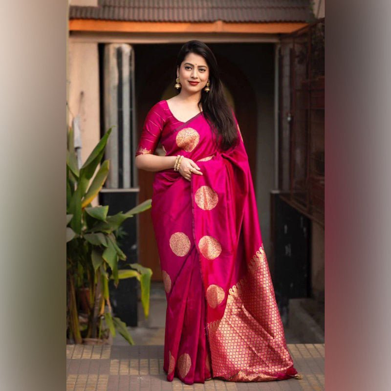 Premium Pink Jacquard Saree