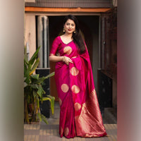 Premium Pink Jacquard Saree for Women – Soft Weave Festive & Celebration Wear