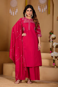 Rani Pink Mango Silk Anarkali Set