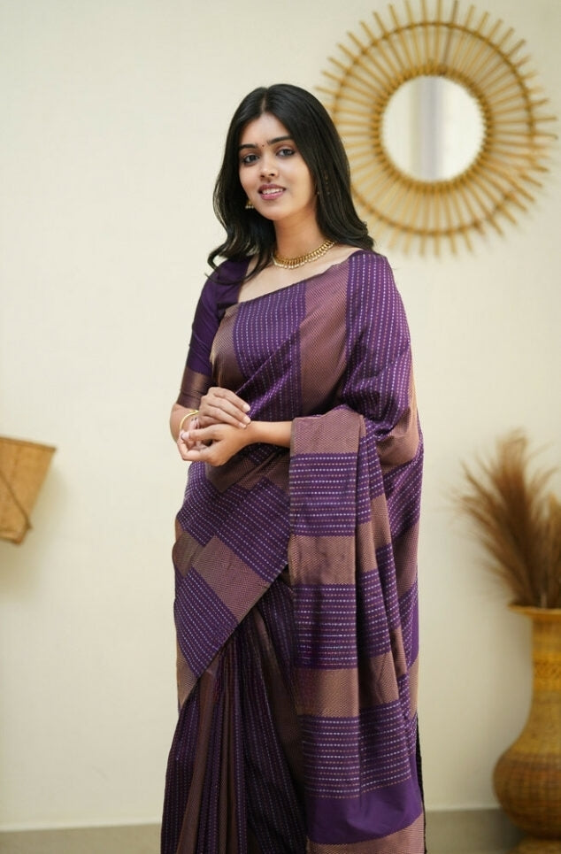 Royal Purple Jacquard Saree