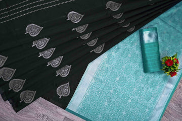 Tea Blue Jacquard Saree – Soft Elegance with Premium Woven Detailing