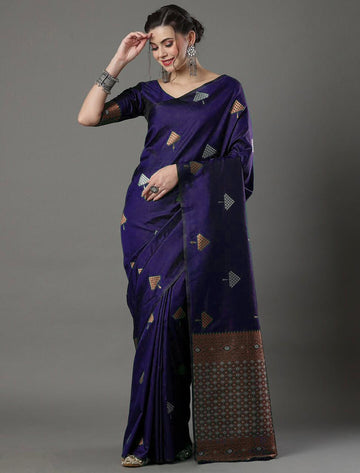 Royal Purple Jacquard Saree – Elegant Woven Saree for Festive & Party Wear