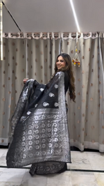 Elegant Black Jacquard Saree