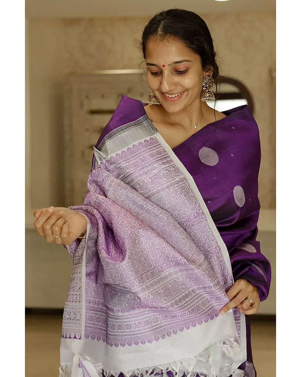 Elegant Dark Purple Jacquard Saree