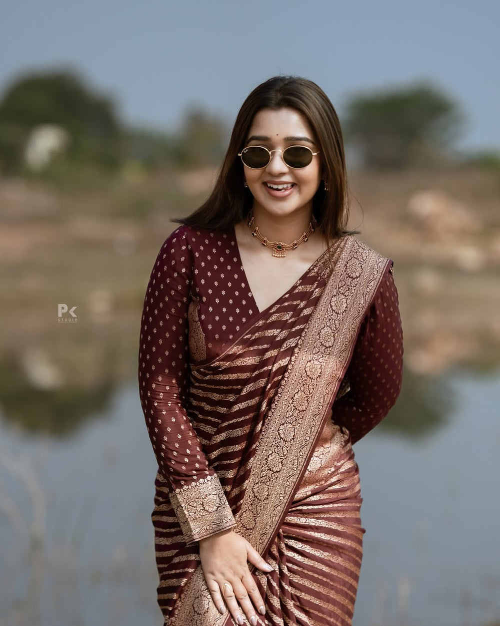 Maroon Jacquard Saree