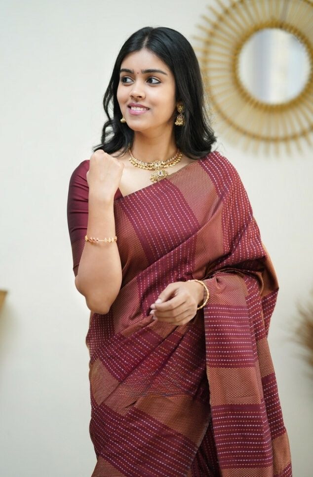 Elegant Maroon Jacquard Saree