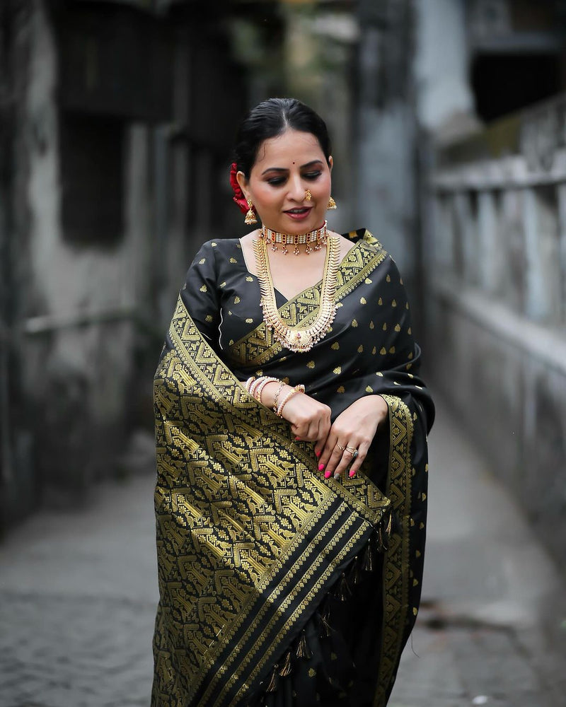 Premium Black Jacquard Saree
