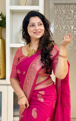 Charming Pink Jacquard Saree