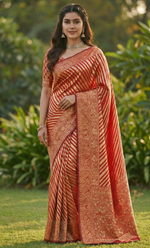 Orange Jacquard Saree