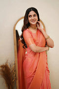 Graceful Pink Jacquard Saree – Soft Luxury Weave for Festive & Party Wear