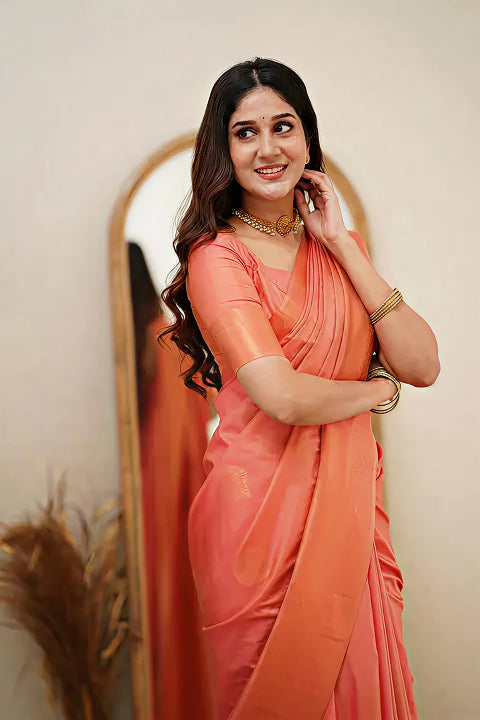 Graceful Pink Jacquard Saree
