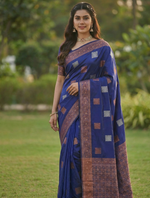 Royal Blue Jacquard Saree