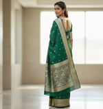 Bottle Green Jacquard Saree for Women